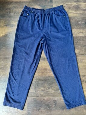 BFA Classics Navy Pull-On Straight Leg Pants Petite Large